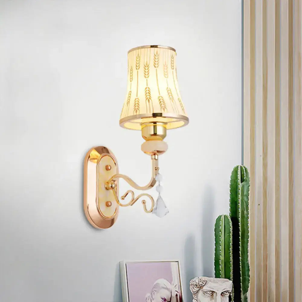 Decorbites Gold Wheat Glass Arc Sconce with crystal drop accent wall light on Tampa Home & Garden Store