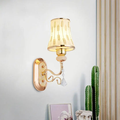 Decorbites Gold Wheat Glass Arc Sconce with crystal drop accent wall light on Tampa Home & Garden Store