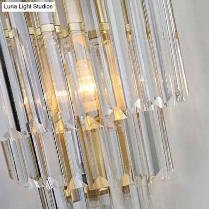 Gold crystal block sconce for bath and bedroom by Decorbites with faceted prisms on Tampa Home & Garden Store