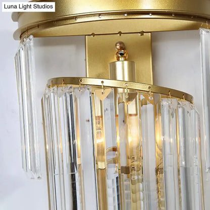 Gold crystal block sconce with clear prisms for bath and bedroom by Decorbites on Tampa Home & Garden Store