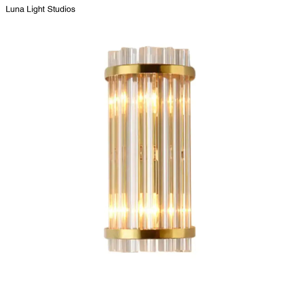 Gold Crystal Rod Sconce by Decorbites, clear glass rods with gold band accents on Tampa Home & Garden Store