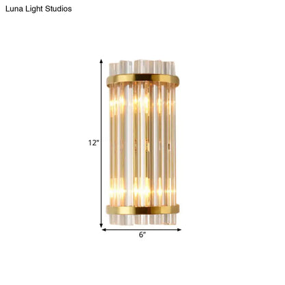 Gold Crystal Rod Sconce with glass rods, gold finish, Decorbites 12in tall 6in wide on Tampa Home & Garden Store