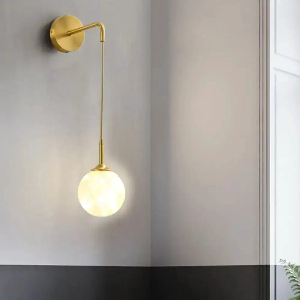 Modern Gold Wall Lamp with Frosted Glass Shade
