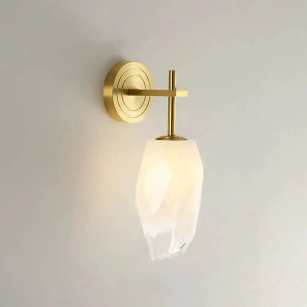 Modern Gold Wall Lamp with Frosted Glass Shade