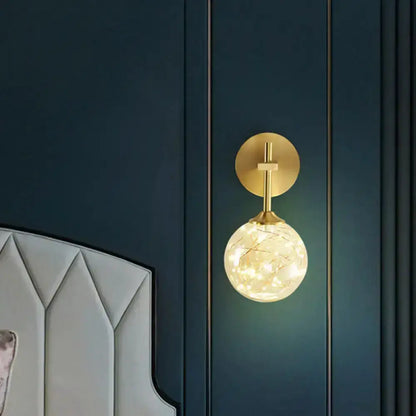 Modern Gold Wall Lamp with Frosted Glass Shade
