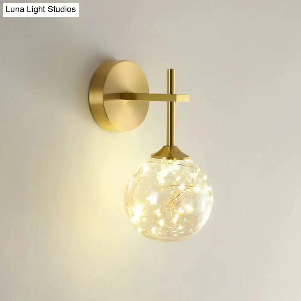 Modern Gold Wall Lamp with Frosted Glass Shade