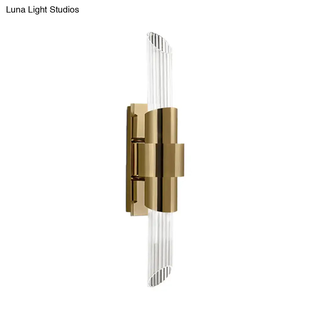 Gold Prismatic Crystal Lamp wall sconce with clear ribbed glass rods brass mount Decorbites on Tampa Home & Garden Store