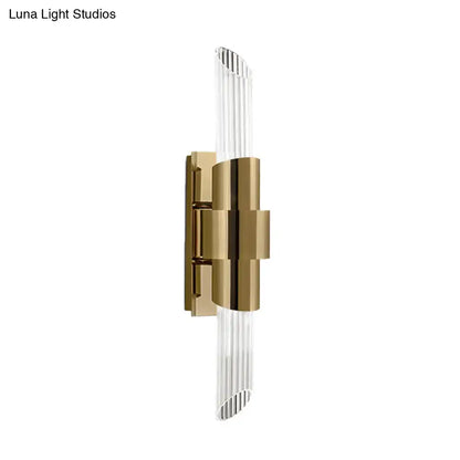 Gold Prismatic Crystal Lamp wall sconce with clear ribbed glass rods brass mount Decorbites on Tampa Home & Garden Store