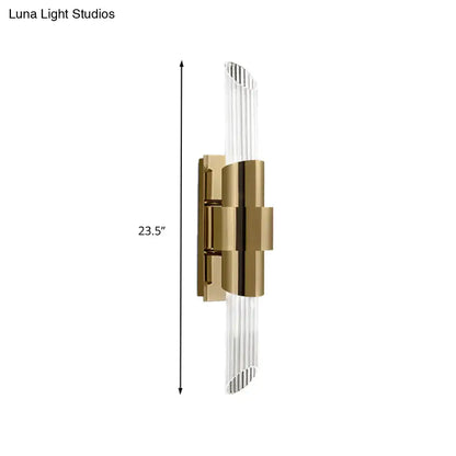 Gold prismatic crystal lamp wall sconce with clear glass rods on brass gold mount Decorbites on Tampa Home & Garden Store