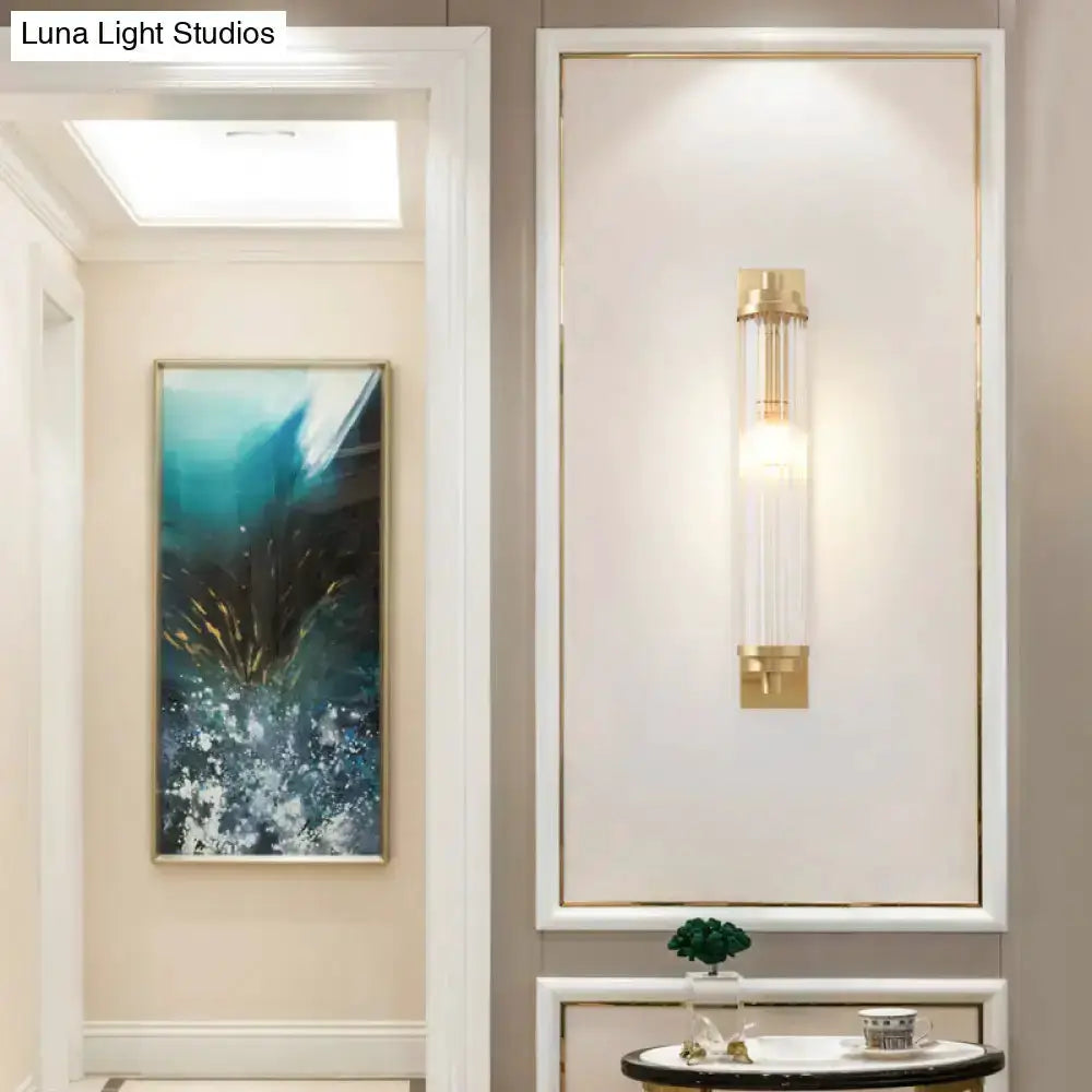 Modern Gold Wall Light Fixture with Frosted Glass