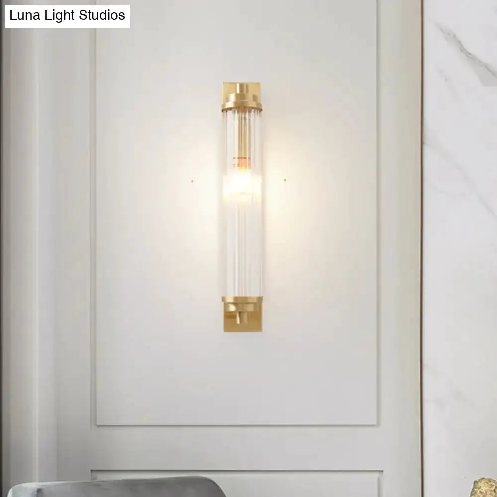 Modern Gold Wall Light Fixture with Frosted Glass