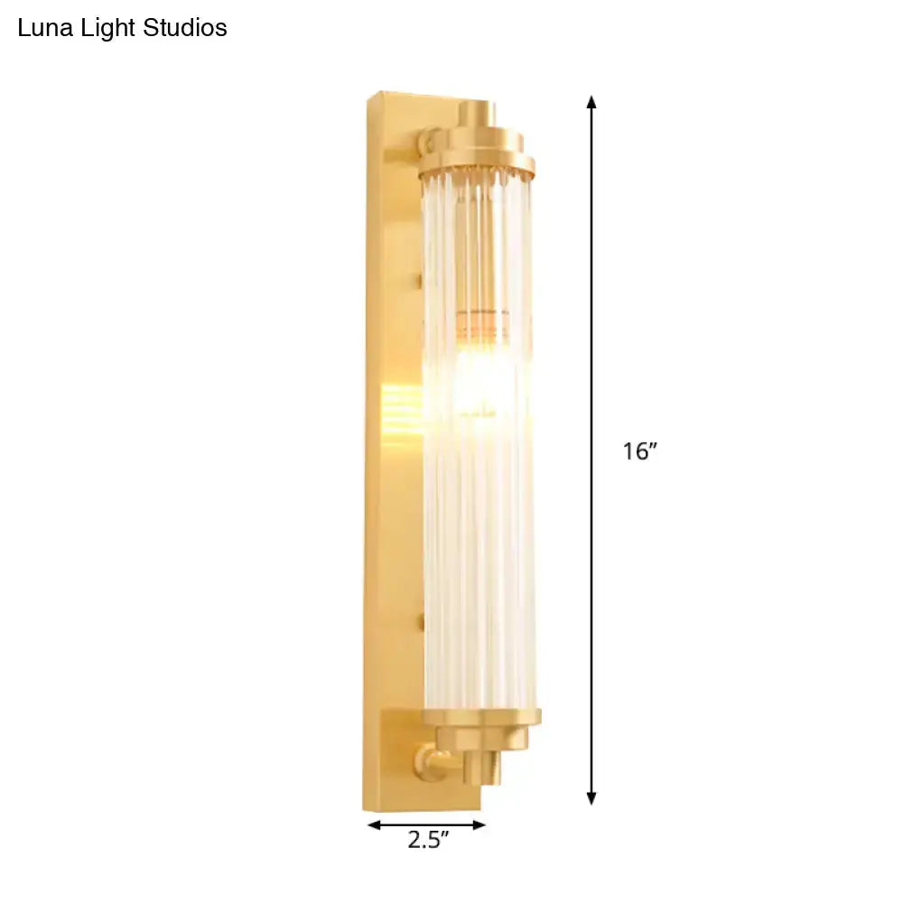 Modern Gold Wall Light Fixture with Frosted Glass