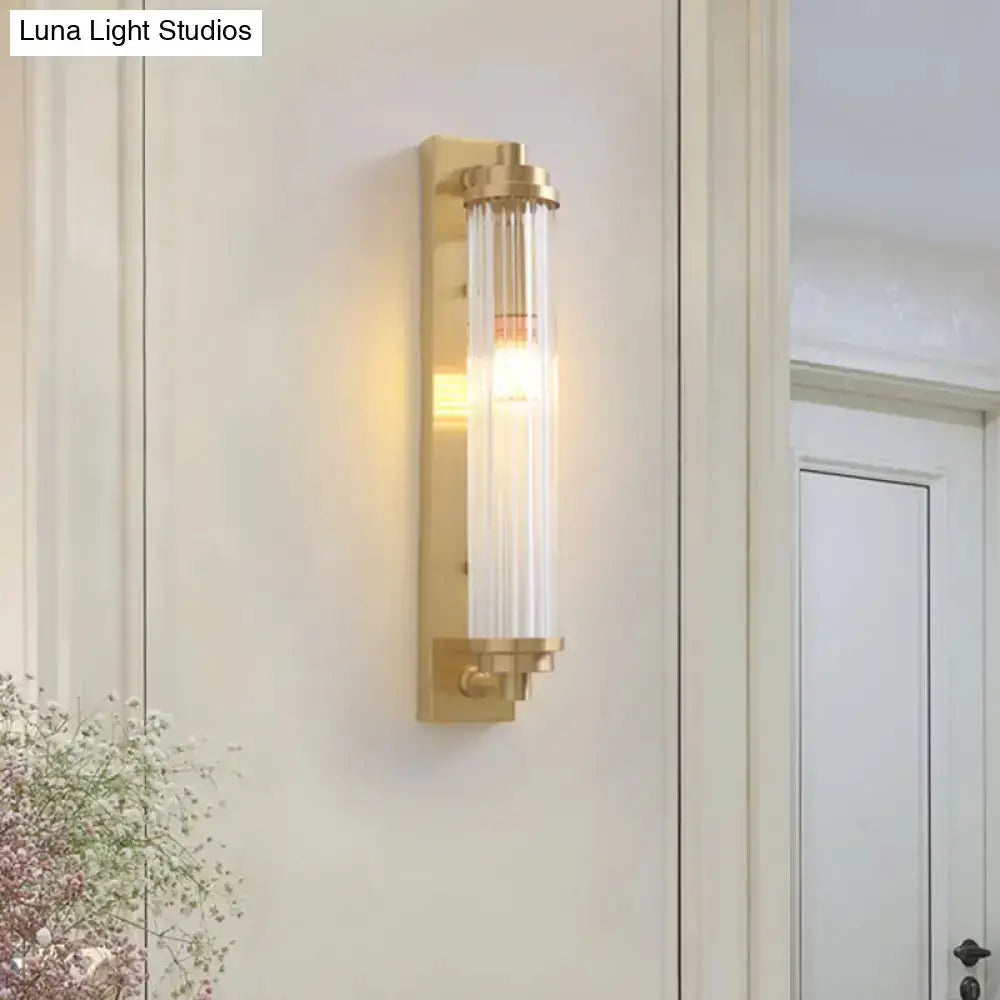 Modern Gold Wall Light Fixture with Frosted Glass