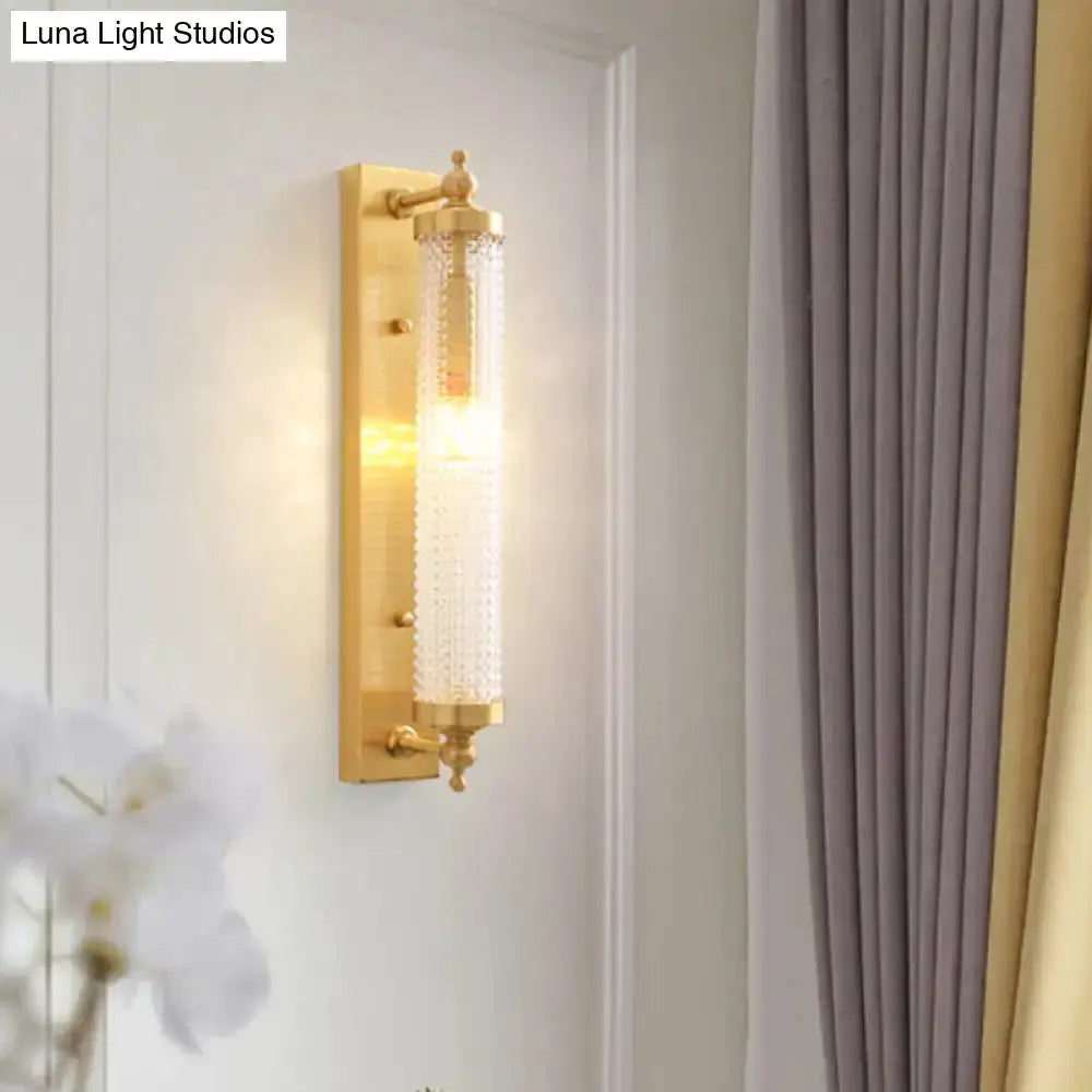 Modern Gold Wall Light Fixture with Frosted Glass