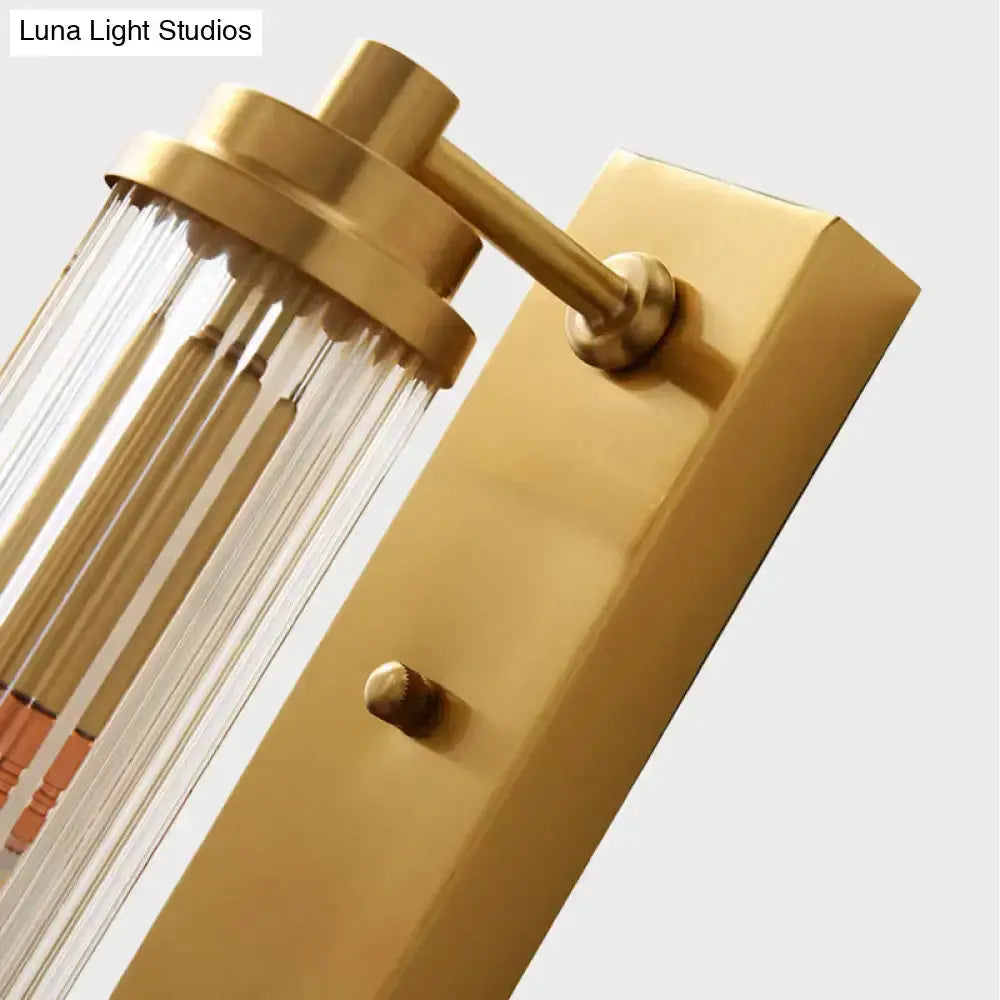 Modern Gold Wall Light Fixture with Frosted Glass
