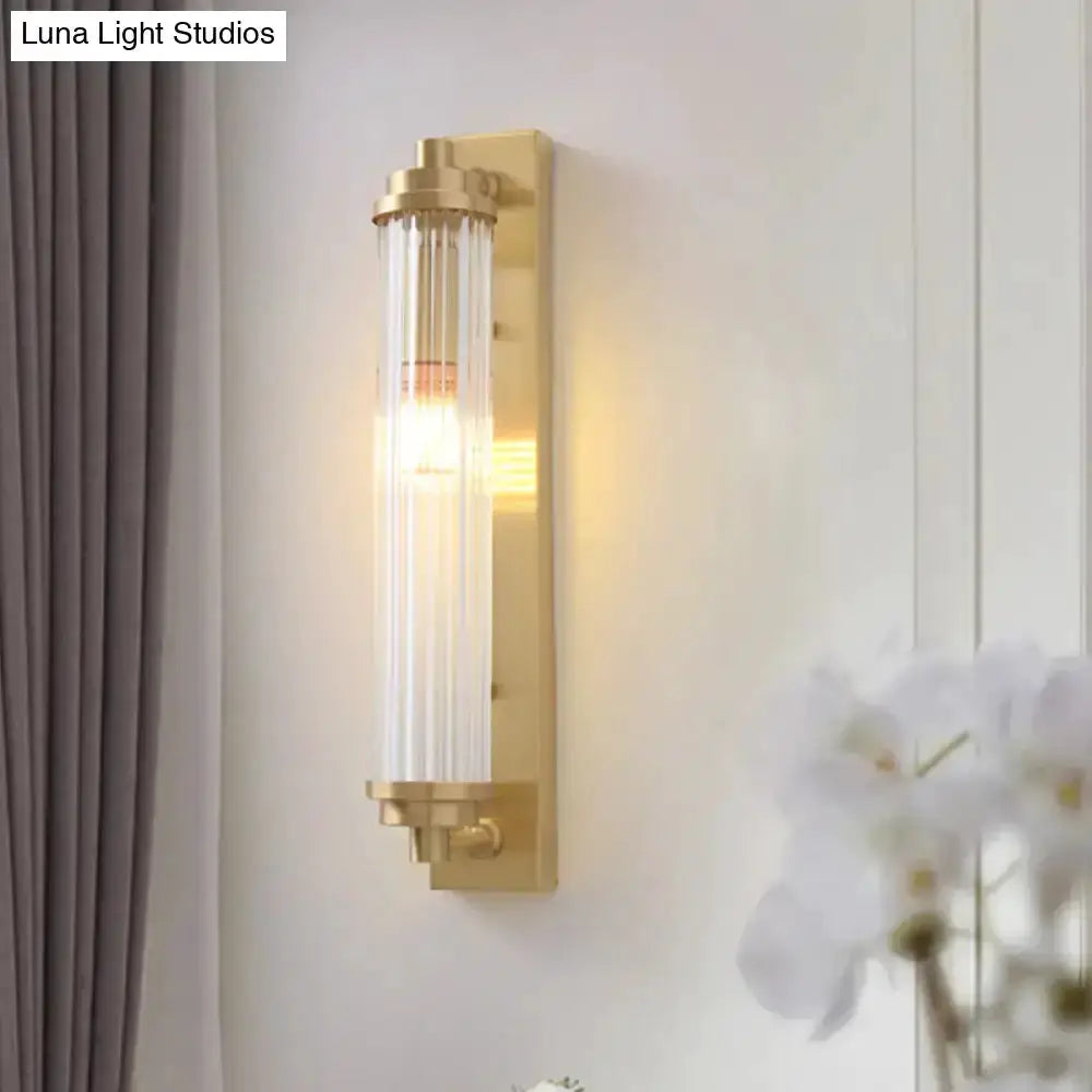 Modern Gold Wall Light Fixture with Frosted Glass