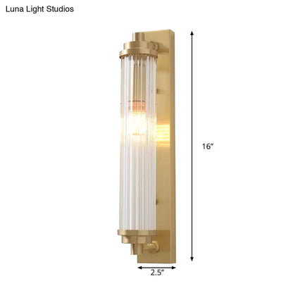 Modern Gold Wall Light Fixture with Frosted Glass