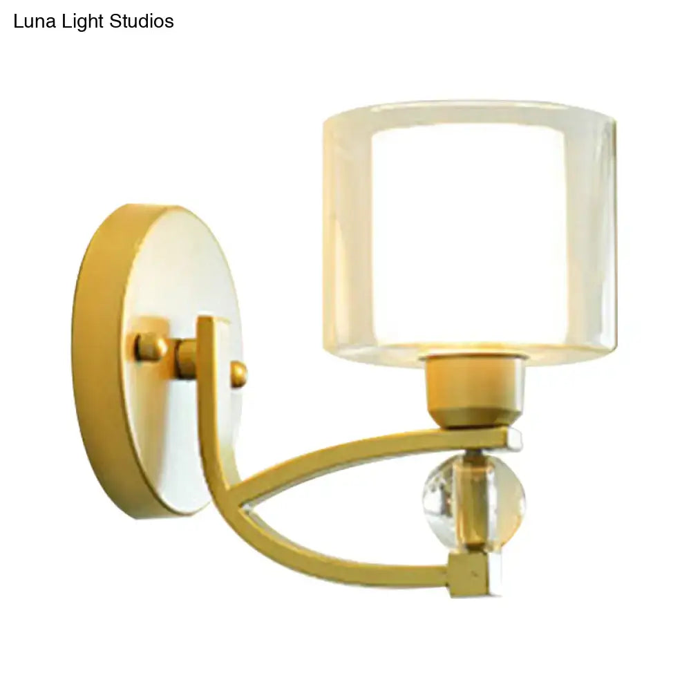 Gold Dual Glass Sconce by Decorbites, wall-mount gold fixture with square glass shade on Tampa Home & Garden Store