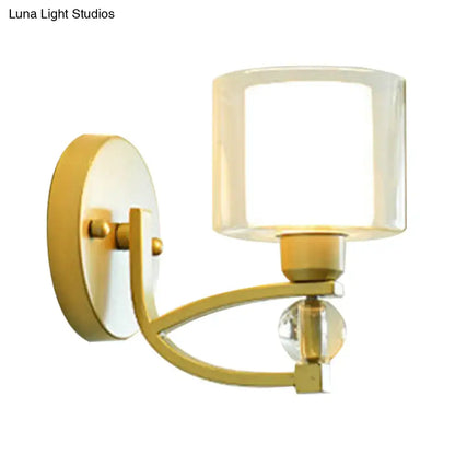Gold Dual Glass Sconce by Decorbites, wall-mount gold fixture with square glass shade on Tampa Home & Garden Store