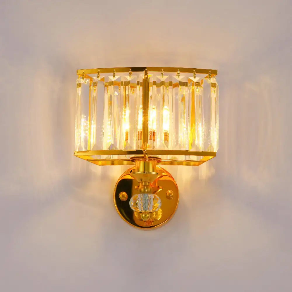 Decorbites gold crystal block sconce with metal frame wall light on Tampa Home & Garden Store