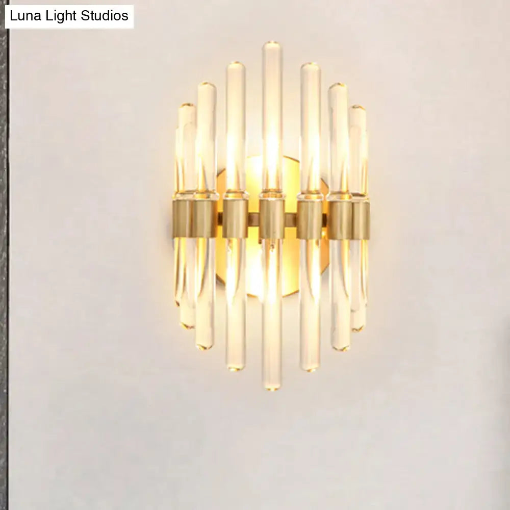 Gold crystal tubular LED wall light by Decorbites, gold finish wall-mounted fixture on Tampa Home & Garden Store