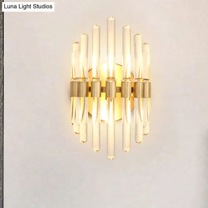 Gold crystal tubular LED wall light by Decorbites, gold finish wall-mounted fixture on Tampa Home & Garden Store