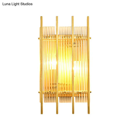 Decorbites Gold Crystal Dual-Head Rod Sconce with vertical glass rods in gold finish on Tampa Home & Garden Store