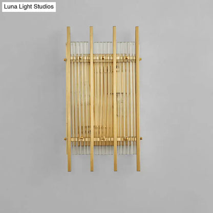 Gold crystal dual-head rod sconce by Decorbites with glass rods, wall mount on Tampa Home & Garden Store