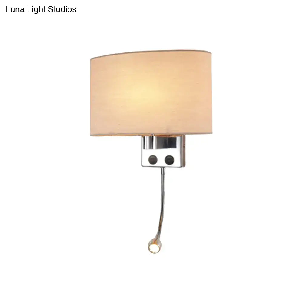 Gold Fabric Champagne-Chrome Wall Sconce Decorbites beige shade pull-chain knob on Tampa Home & Garden Store