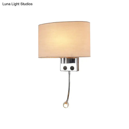 Gold Fabric Champagne-Chrome Wall Sconce Decorbites beige shade pull-chain knob on Tampa Home & Garden Store