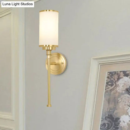 Gold Glass Milky Postmodern Sconce with frosted shade and wall plate Luna Light Studios on Tampa Home & Garden Store