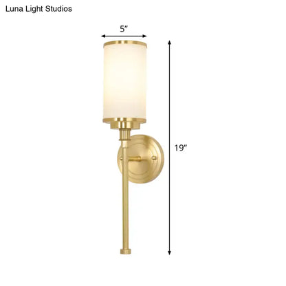 Gold Glass Milky Postmodern Sconce with brass finish and milk glass shade by Decorbites on Tampa Home & Garden Store