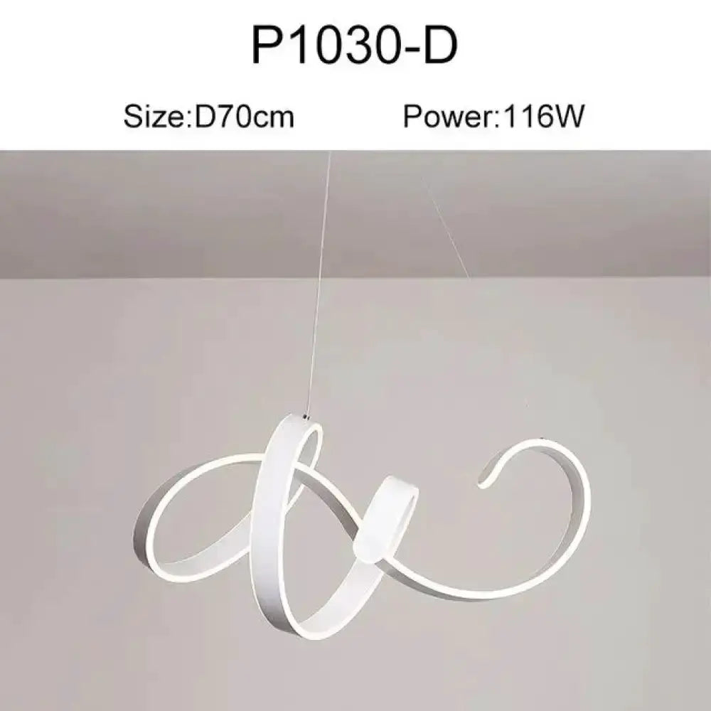 Pendant light Modern gold and white LED dining lamp with sculptural looping ribbons Decorbites on Tampa Home & Garden Store
