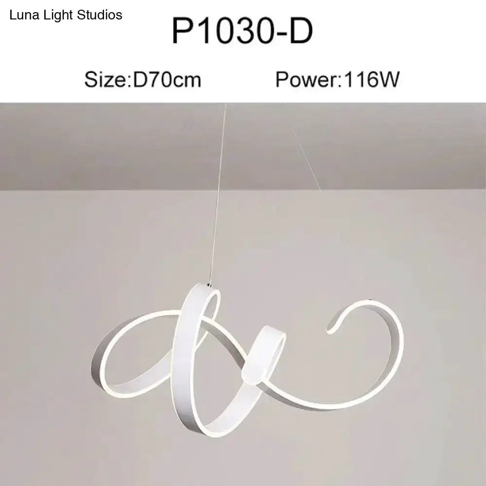 Pendant light white LED loop sculpture for dining room decor on Tampa Home & Garden Store