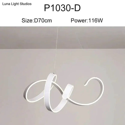 Pendant light white LED loop sculpture for dining room decor on Tampa Home & Garden Store