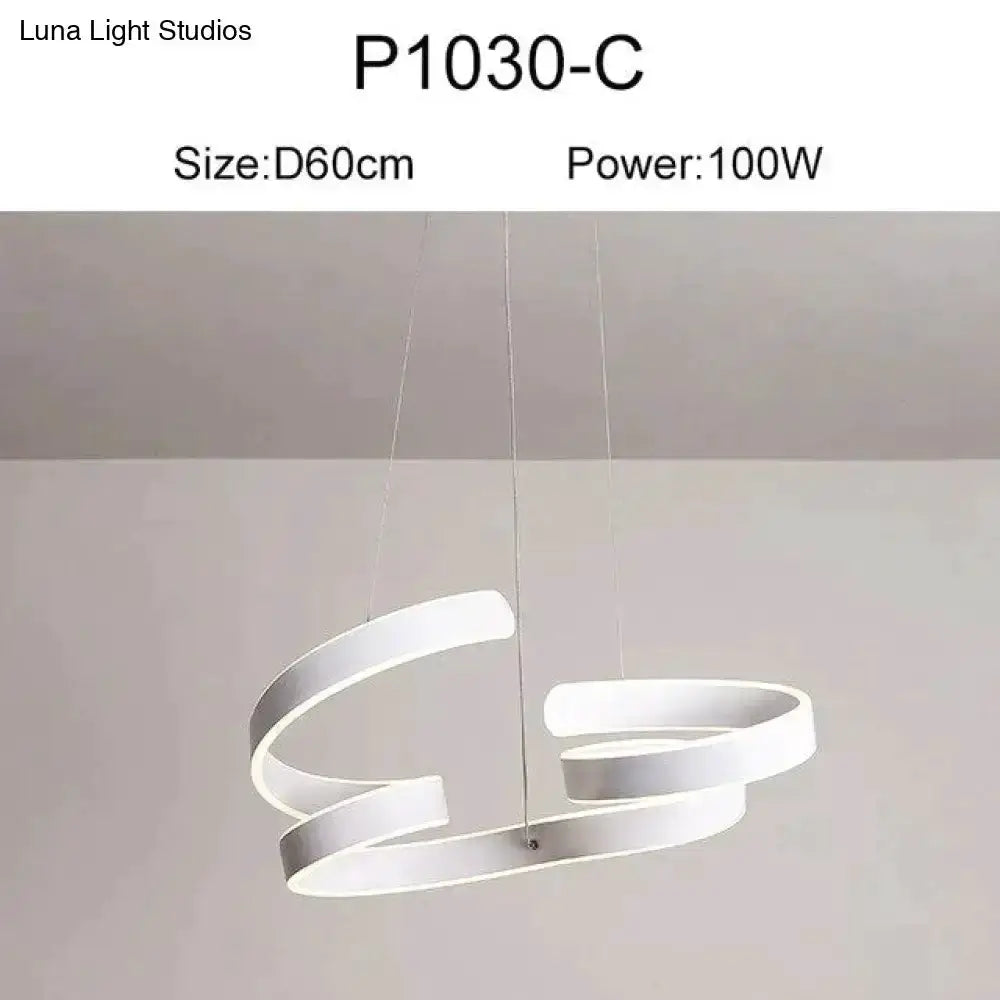 Pendant light: modern gold and white spiral LED fixture for dining room by Decorbites on Tampa Home & Garden Store