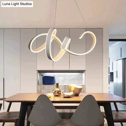 Pendant light by Decorbites, modern gold and white loop LED fixture for dining room on Tampa Home & Garden Store