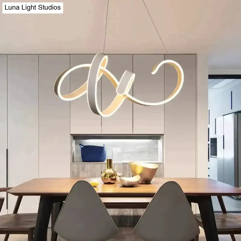 Pendant light by Decorbites, modern gold and white LED loop design for dining room on Tampa Home & Garden Store