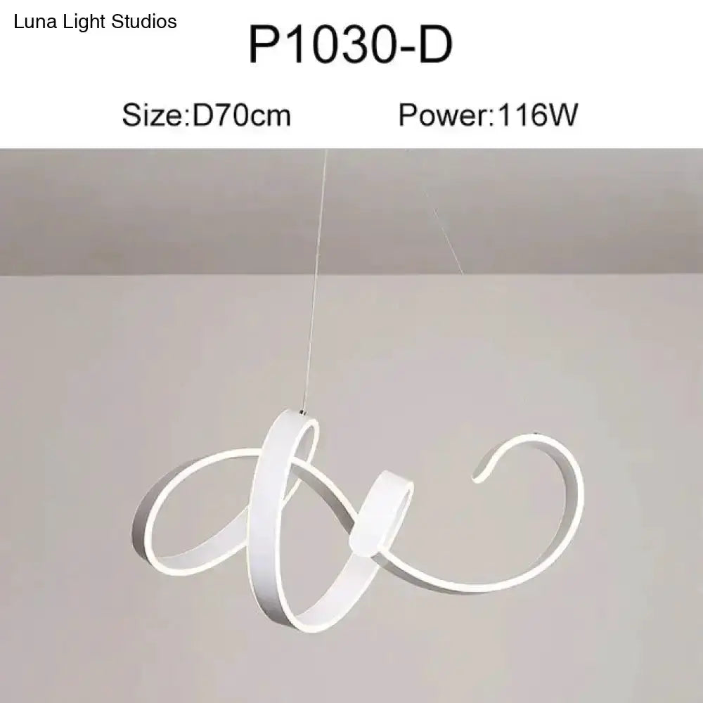 Pendant light white LED loop sculpture for dining room by Decorbites D70cm 116W on Tampa Home & Garden Store
