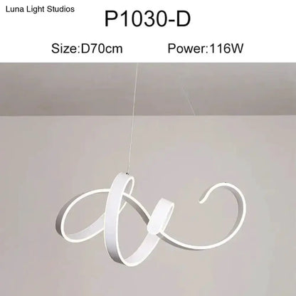 Pendant light white LED loop sculpture for dining room by Decorbites D70cm 116W on Tampa Home & Garden Store