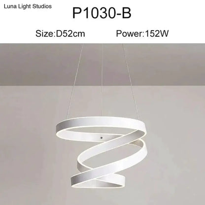 Pendant light modern white spiral ring LED fixture for dining room decor on Tampa Home & Garden Store