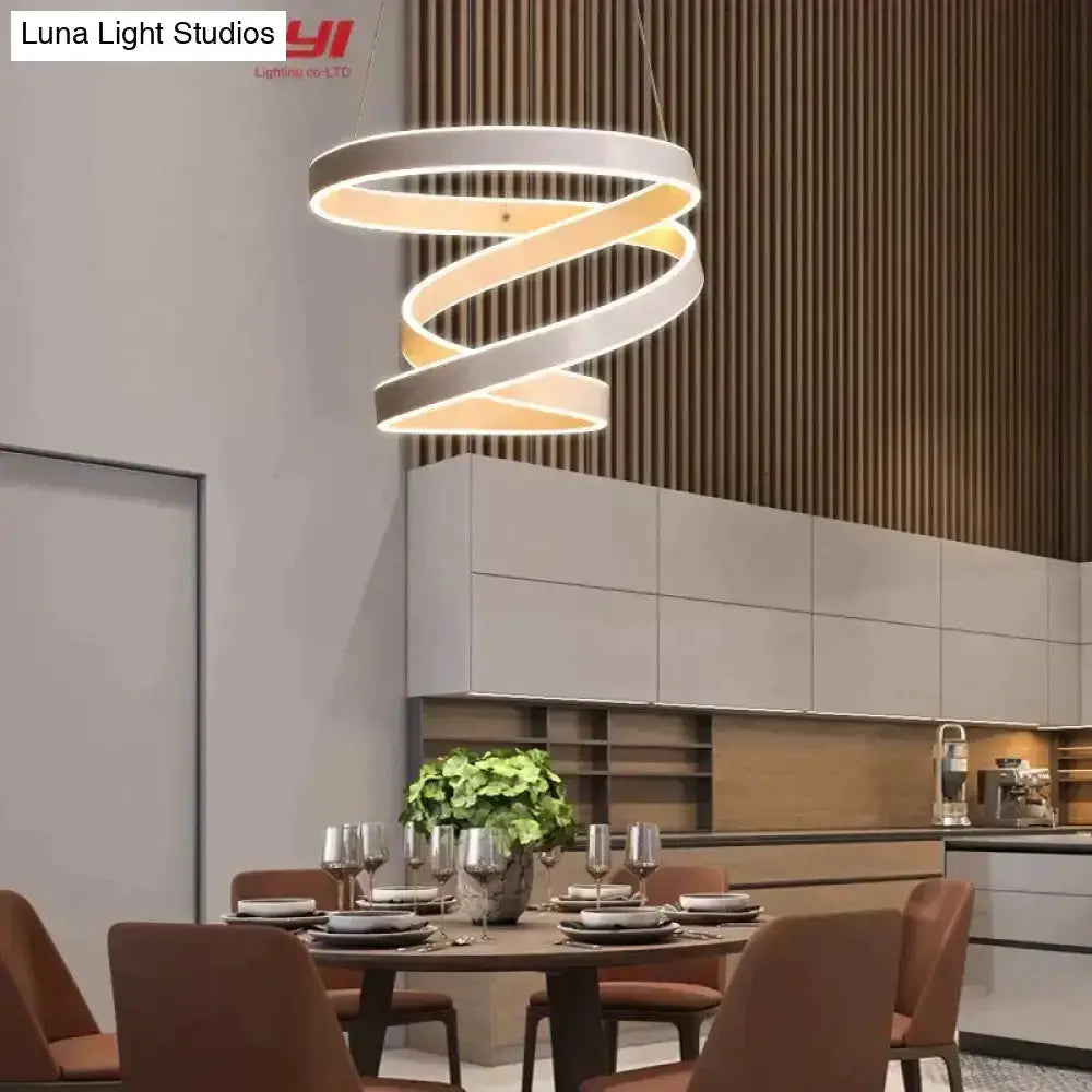 Pendant light modern spiral gold and white LED dining room fixture Decorbites on Tampa Home & Garden Store
