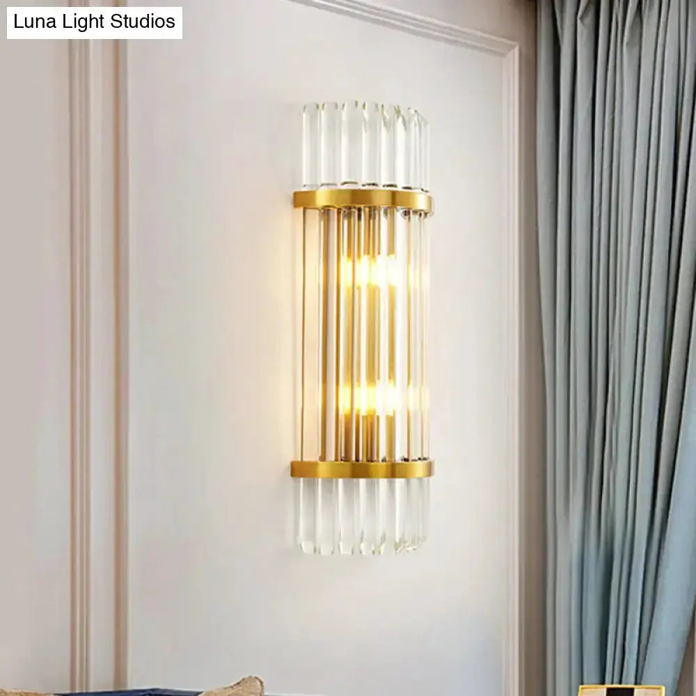 Modern Golden Crystal Shade Wall Sconce Bedroom