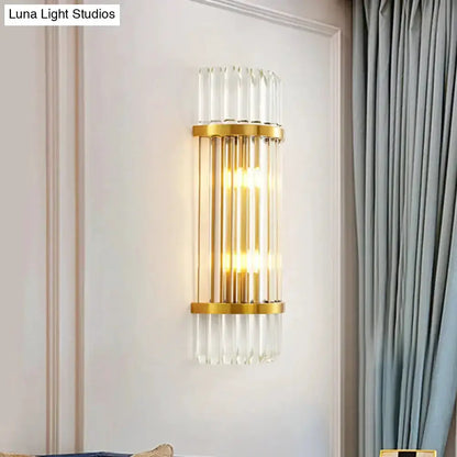 Modern Golden Crystal Shade Wall Sconce Bedroom