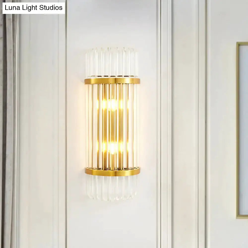 Modern Golden Crystal Shade Wall Sconce Bedroom