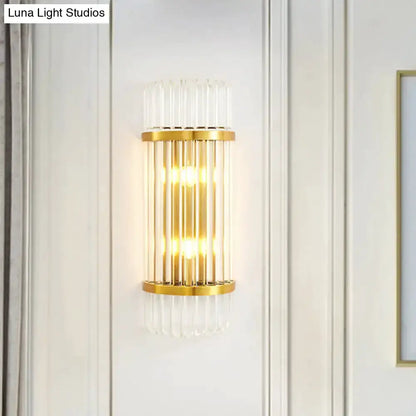Modern Golden Crystal Shade Wall Sconce Bedroom