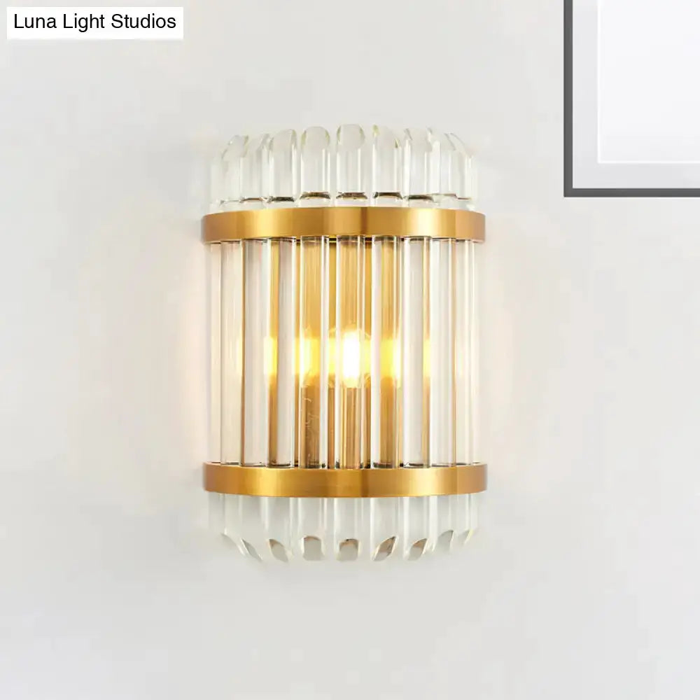 Modern Golden Crystal Shade Wall Sconce Bedroom