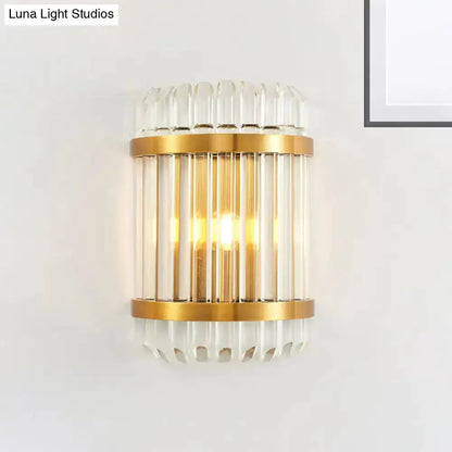 Modern Golden Crystal Shade Wall Sconce Bedroom