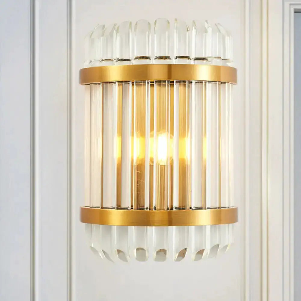 Modern Golden Crystal Shade Wall Sconce Bedroom