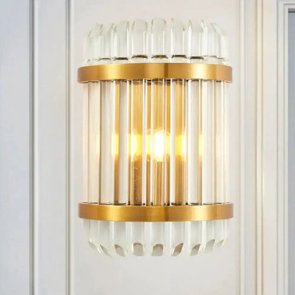 Modern Golden Crystal Shade Wall Sconce Bedroom